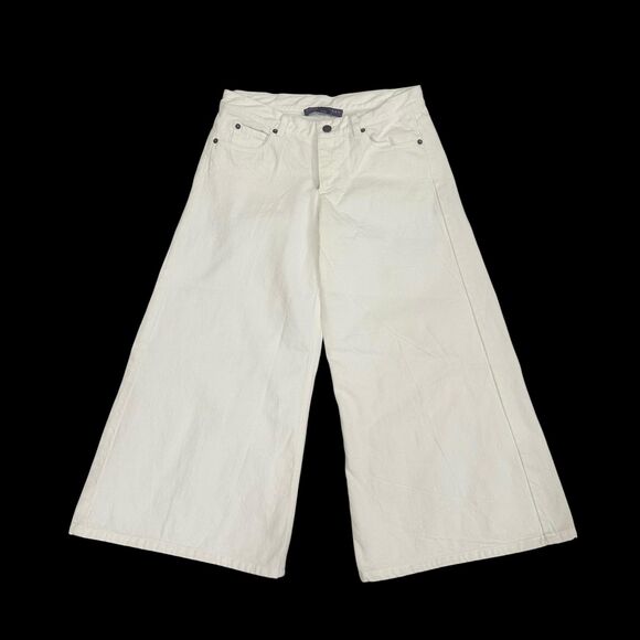 Ralph Lauren Collection Jeans Womens 6 White Wide Leg Cropped Culottes Cotton - Picture 1 of 15